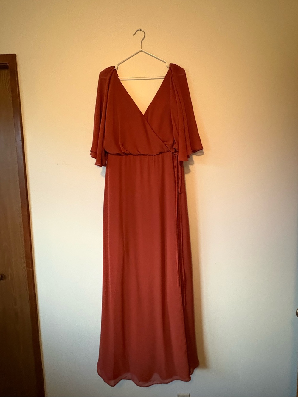 Sorella Vita Rust Wrap Maxi Dress with Flutter Sleeves